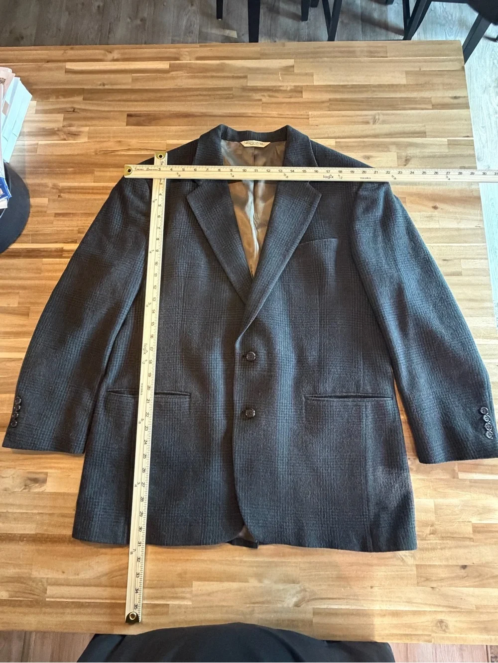 Vintage Evan-Picone Wool Windowpane Plaid Blazer Mens 46R Brown Sport Coat USA